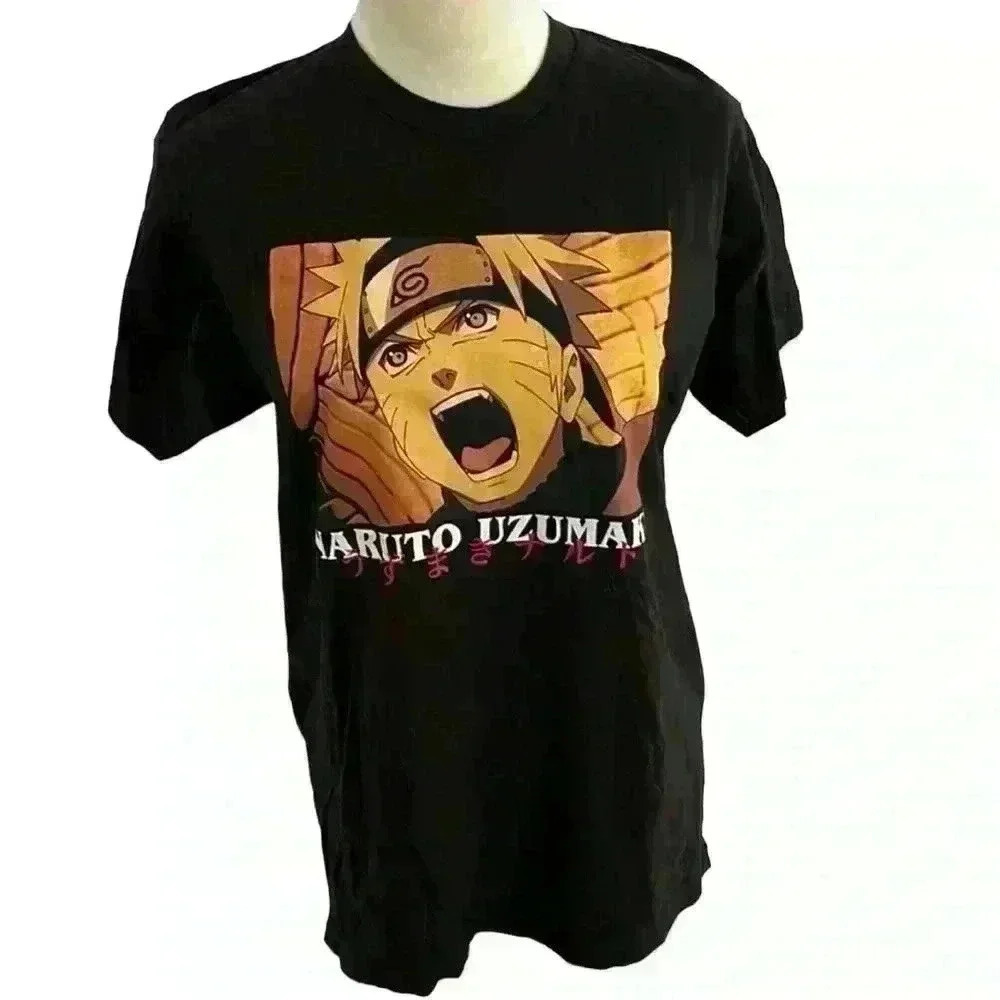 Vintage 2002 Naruto Uzumaki Shippuden Black Graphic T-Shirt Men's Medium